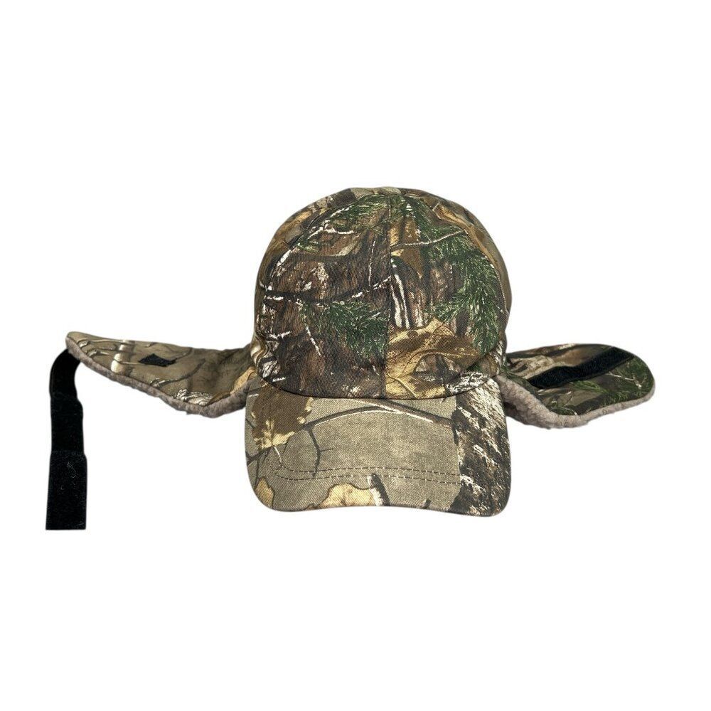 Berne Camo Ear Flap Hat Mens Realtree Fleece‎ Lined Vintage Hunting Trapper Cap